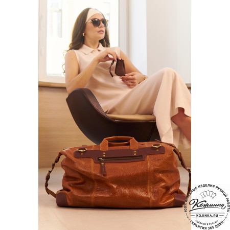 Кожаная дорожная сумка "Мегаполис" (фактура рыжая)